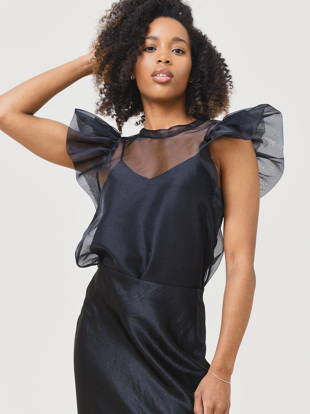 Jonathan Simkhai Women's Corina Organza Ruffle Top - Saint Bernard