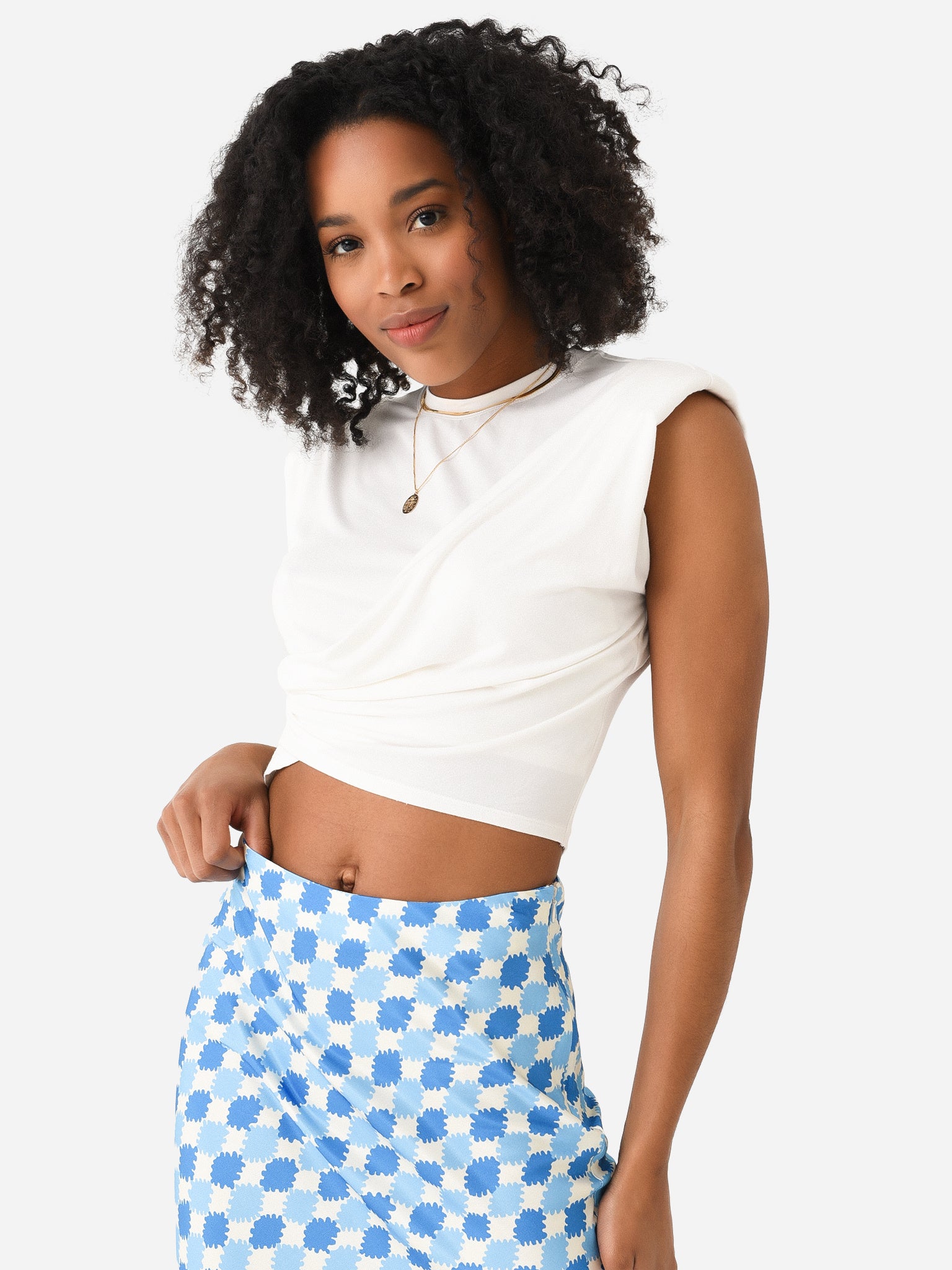 Simkhai Women's Estelle Wrap Front Crop T-Shirt - Saint Bernard