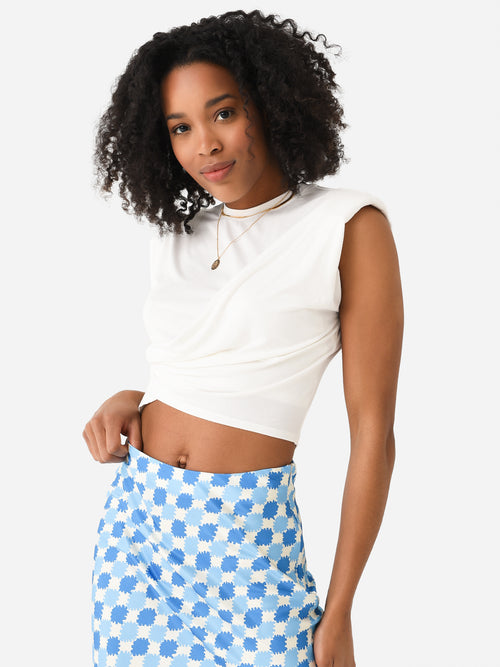 Simkhai Women's Estelle Wrap Front Crop T-Shirt