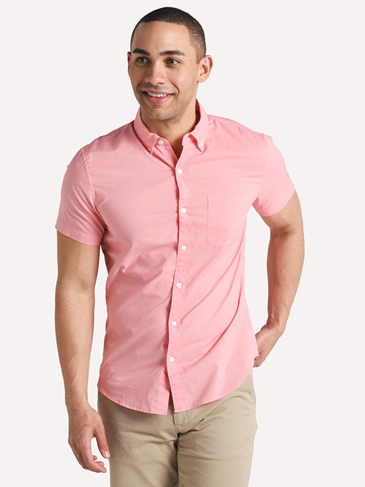 Bonobos Rivie Short Sleeve Slim Shirt  Iced Papaya - Saint Bernard