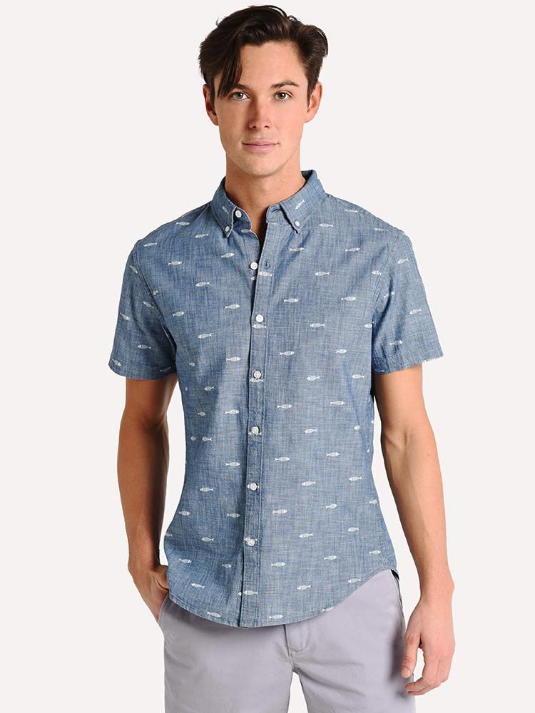 Bonobos Riviera Short Sleeve Shirt Slim Fit - Saint Bernard