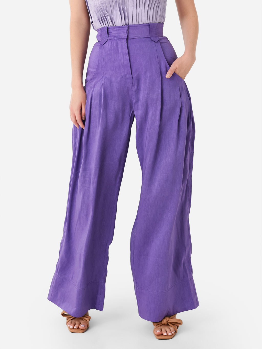 AJE Women's Equinox Pleated Wide Leg Pant - Saint Bernard