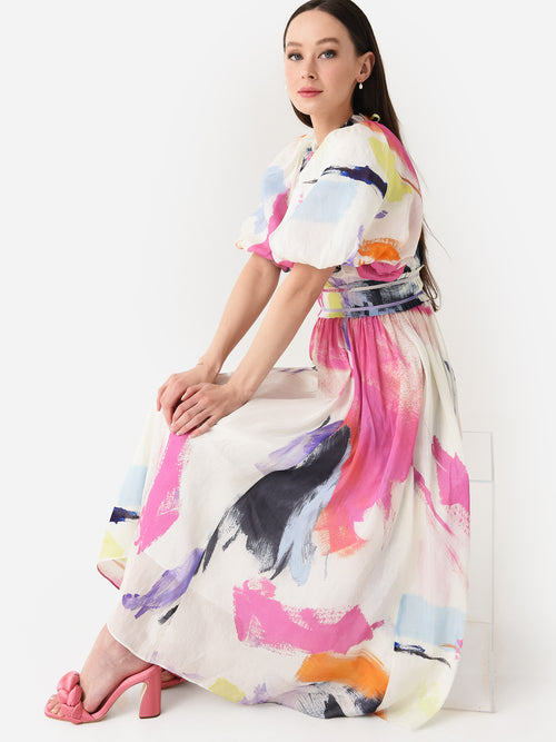 AJE Women's Elysium Blouson Midi Dress