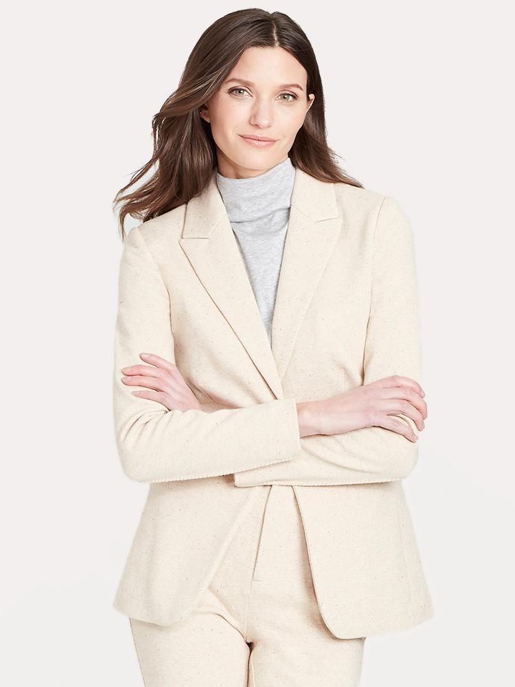 Ecru Ponte Single Button Blazer - Saint Bernard