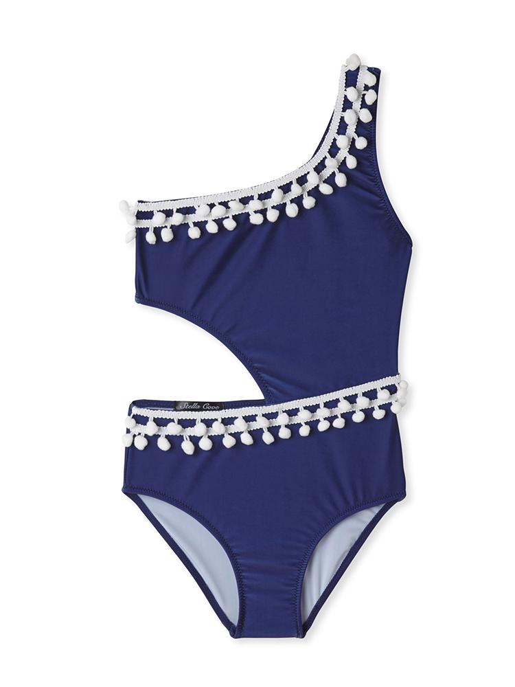 Stella Cove Pom Pom Slide Cut Swimsuit - Saint Bernard