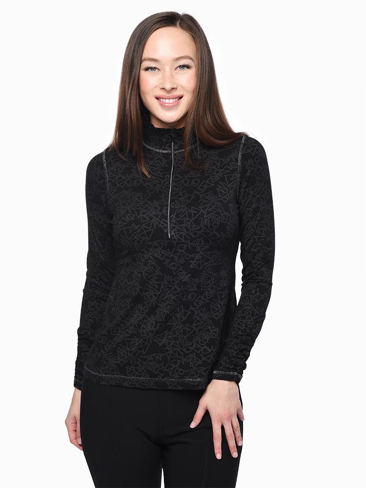 Sno Skins Women’s Foil Print ½ Zip Top - Saint Bernard