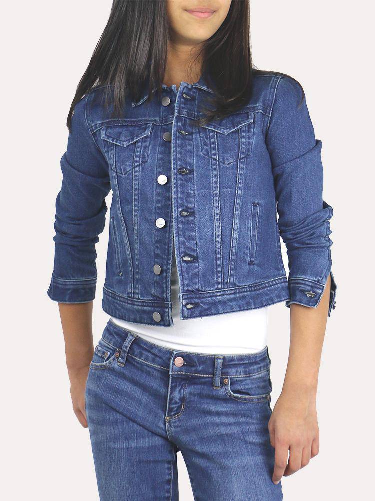 Tractr Girls' Basic Slim Denim Jacket - Saint Bernard