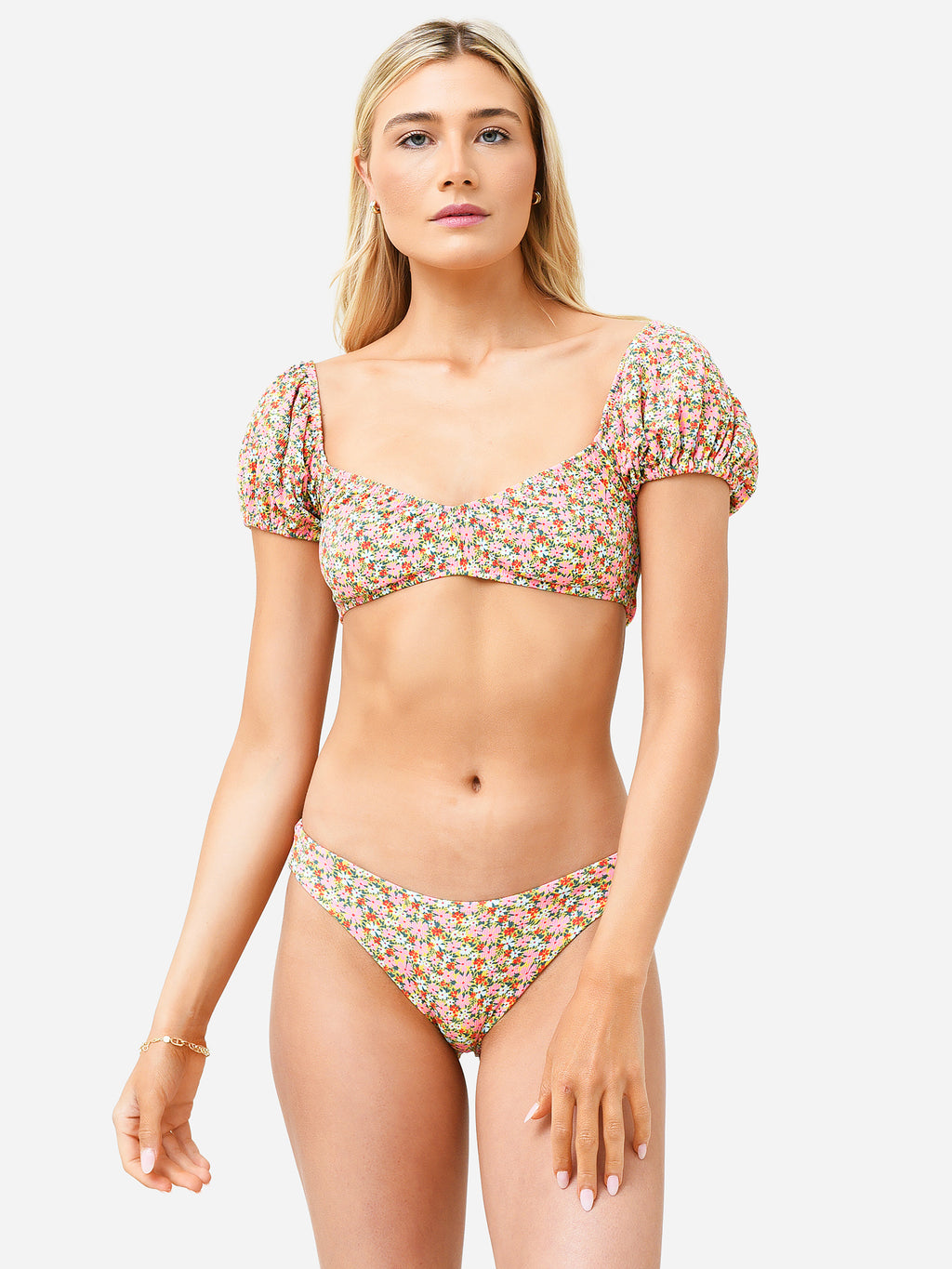 Maaji Women's Cherry Blossom Kauai Puff Sleeve Bikini Top - Saint Bernard
