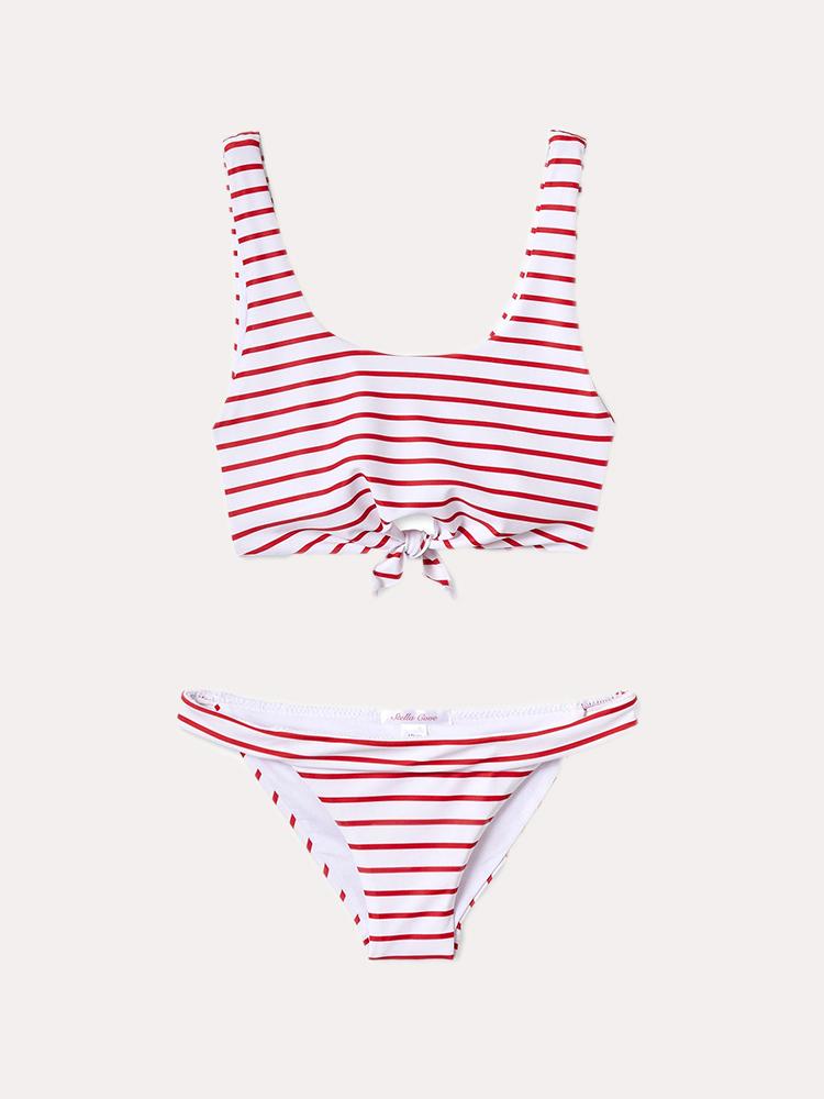 Stella Cove Girls' Red And White Striped Bikini