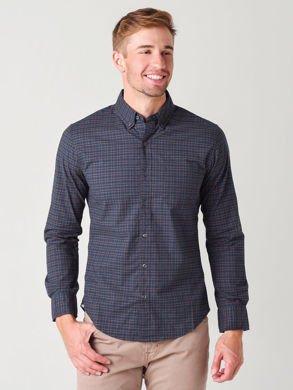 Bonobos Men's Cole Plaid Washed  Slim Button-Down Shirt - Saint Bernard