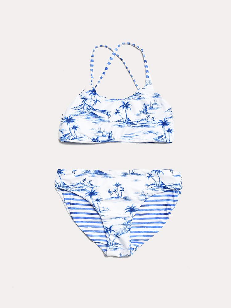 Seafolly Girl's Tropical Vibes Reversible Tankin - Saint Bernard