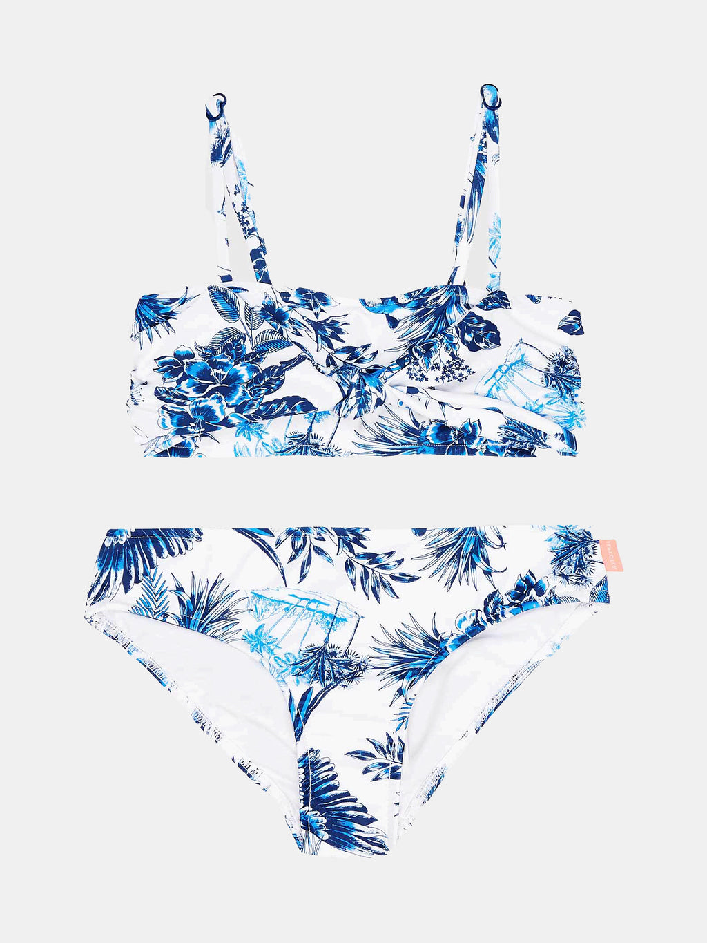 Seafolly Girls' Tropo Loco Bandana Tie Front Swimsuit Set - Saint Bernard