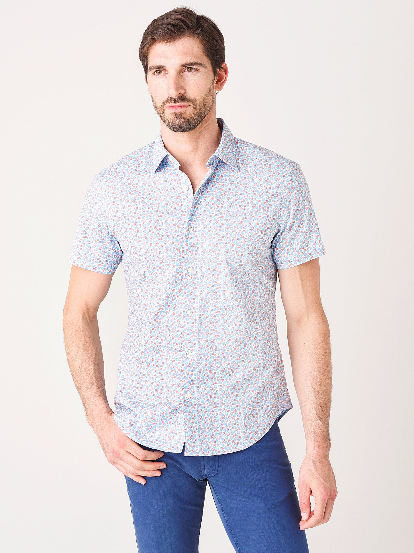 Bonobos Men's Stretch Riviera Short Sleeve Shirt Slim Fit - Saint Bernard