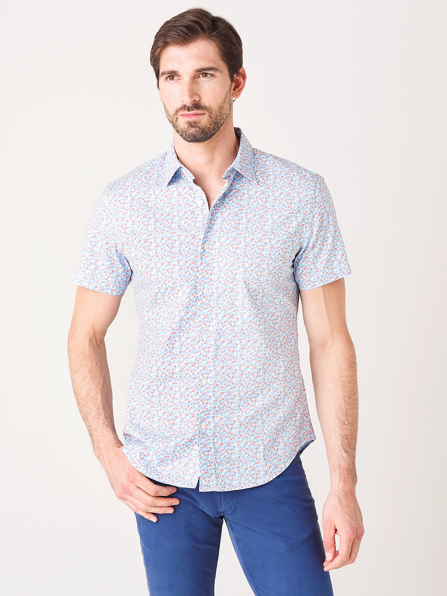 Bonobos Men's Stretch Riviera Short Sleeve Shirt Slim Fit - Saint Bernard