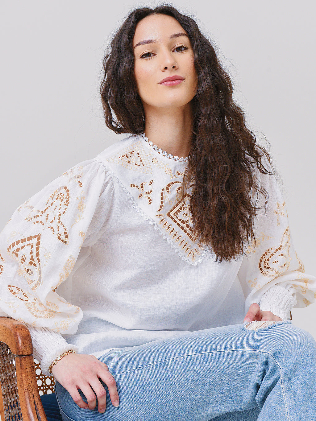 Alemais Women's Cecilia Embroidered Shirt - Saint Bernard