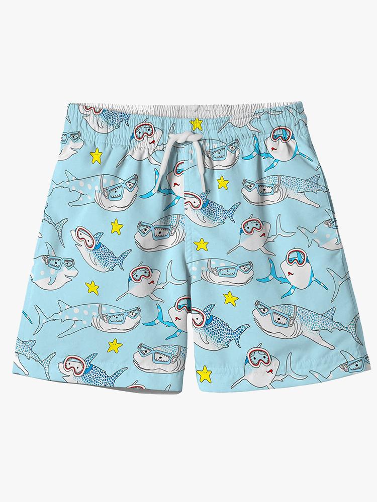 Stella Cove Little Boys’ Sharkle Goggle Print Swim Trunks - Saint Bernard