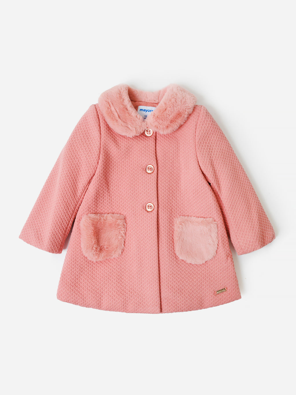 Mayoral Baby Girls' Structured Knit Coat - Saint Bernard