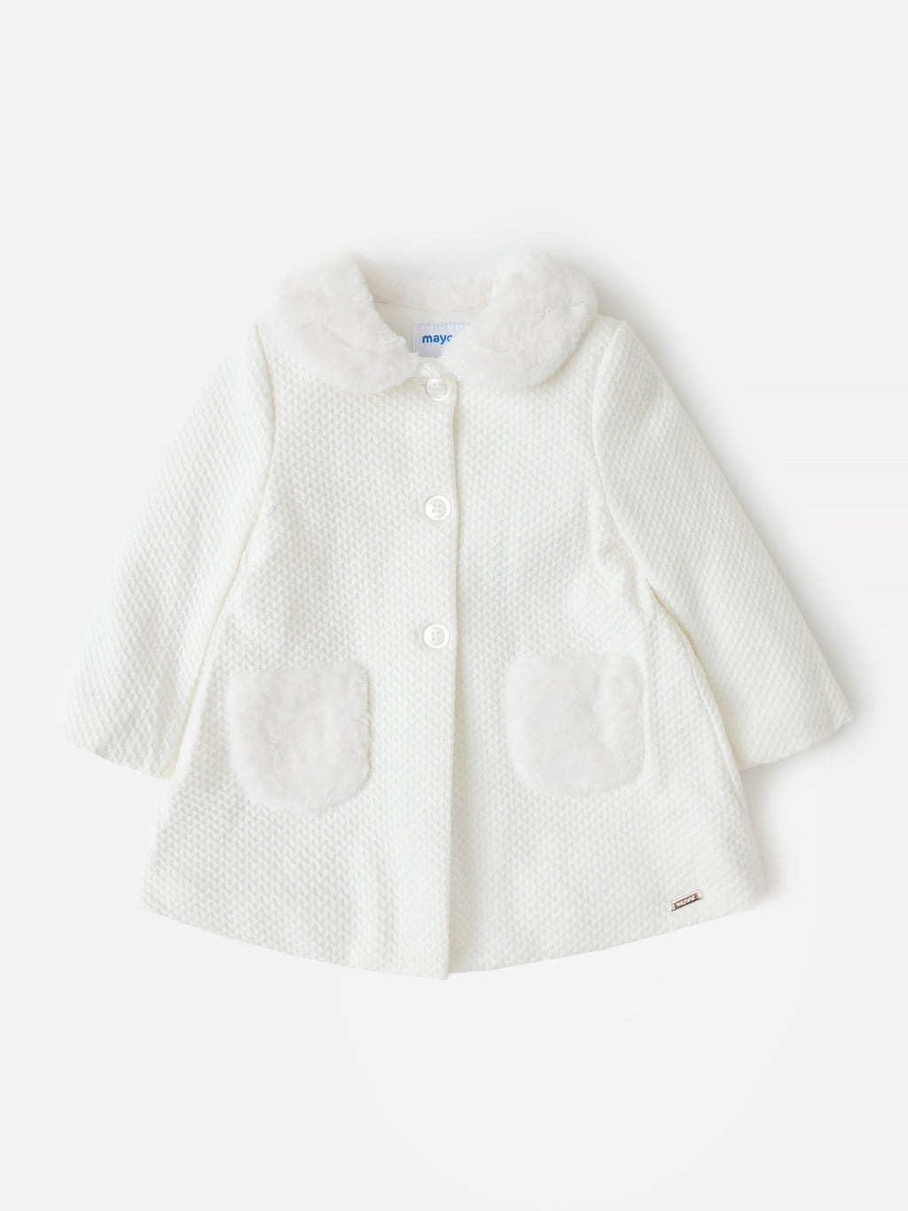 Mayoral Baby Girls' Structured Knit Coat - Saint Bernard