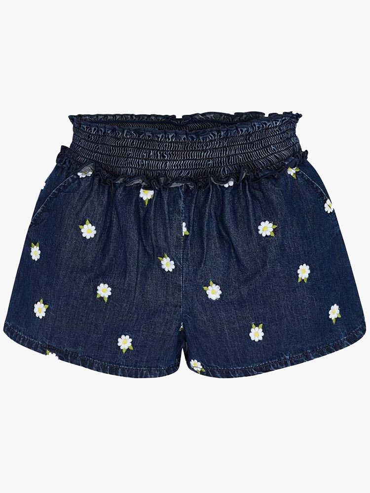 Mayoral Little Girls' Embroidered Flower Shorts - Saint Bernard