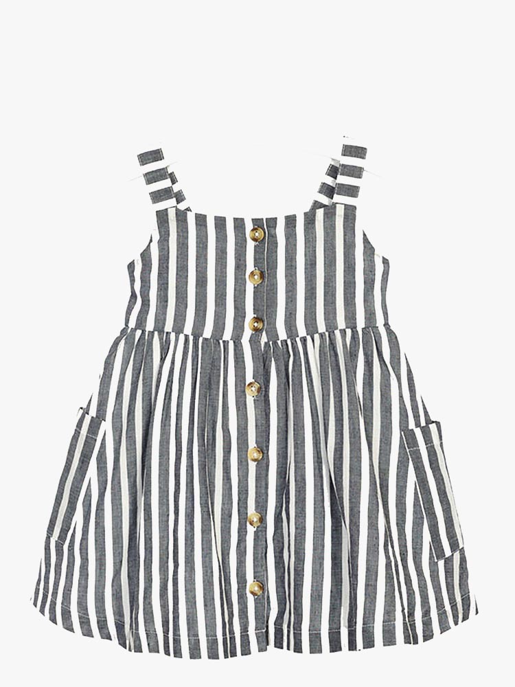 Mayoral Little Girls' Stripes Linen Dress - Saint Bernard