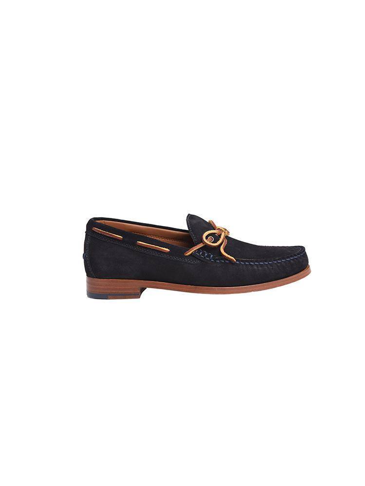 Trask Sullivan Slip On Eye Tie Navy Suede - Saint Bernard