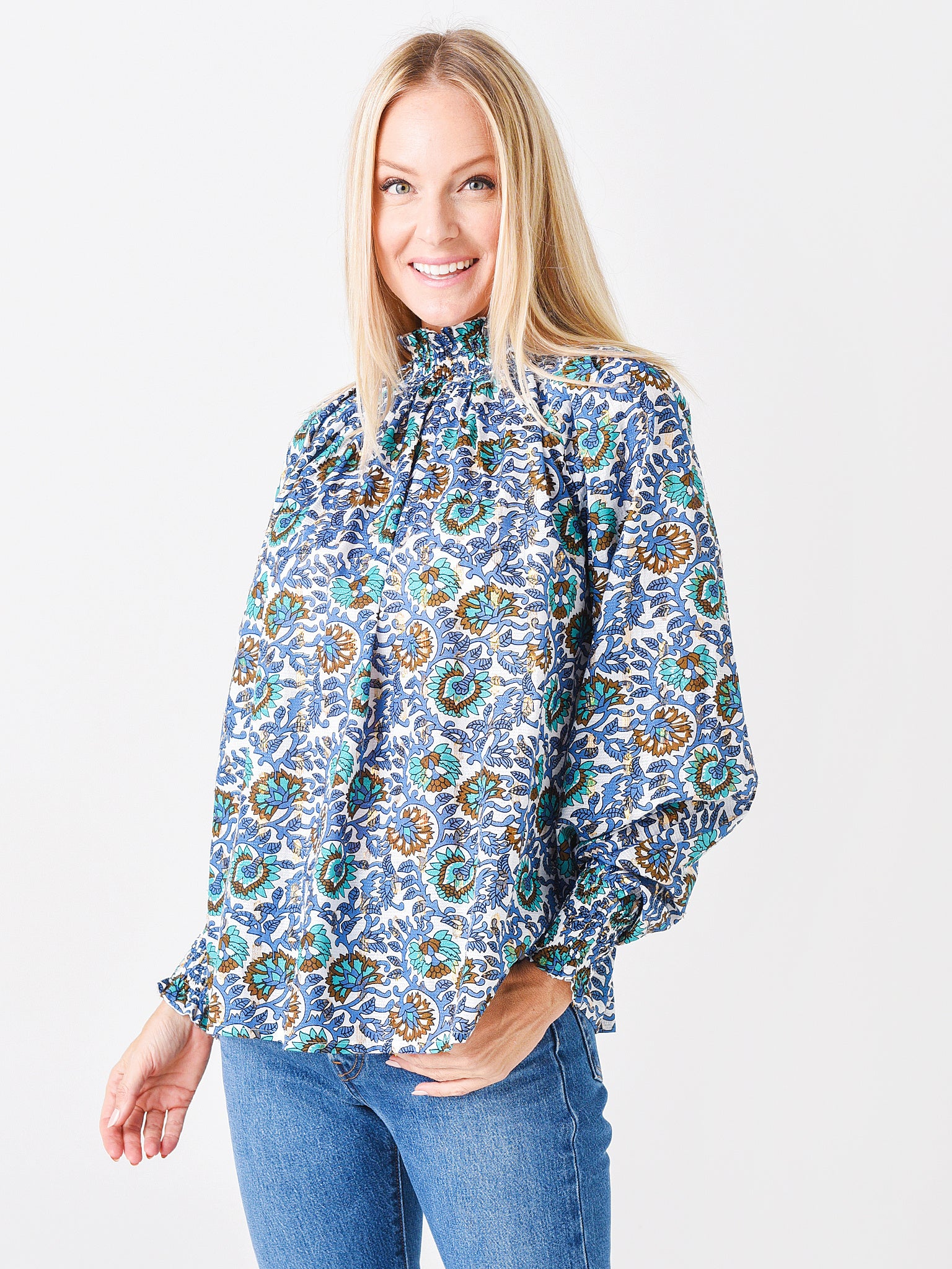 Oliphant Women's High Neck Blouse - Saint Bernard