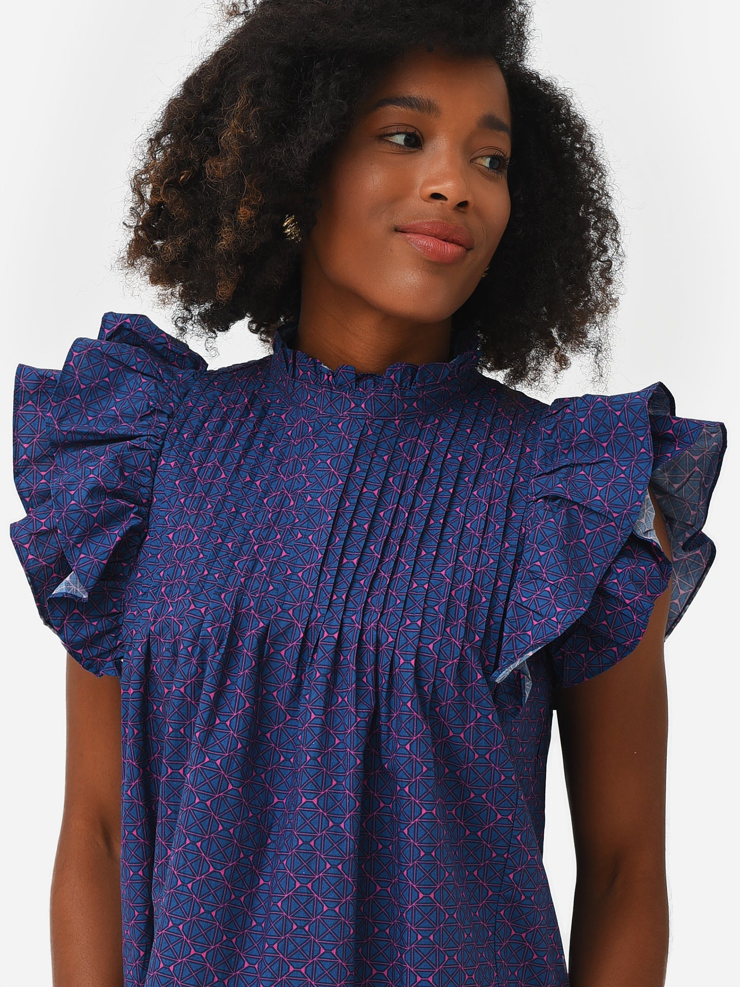 Oliphant Women's Pintuck Ruffle Top - Saint Bernard