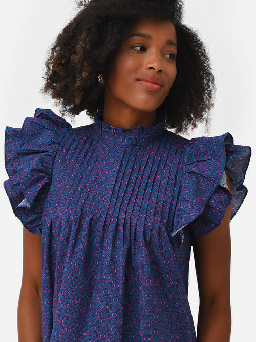 Oliphant Women's Pintuck Ruffle Top