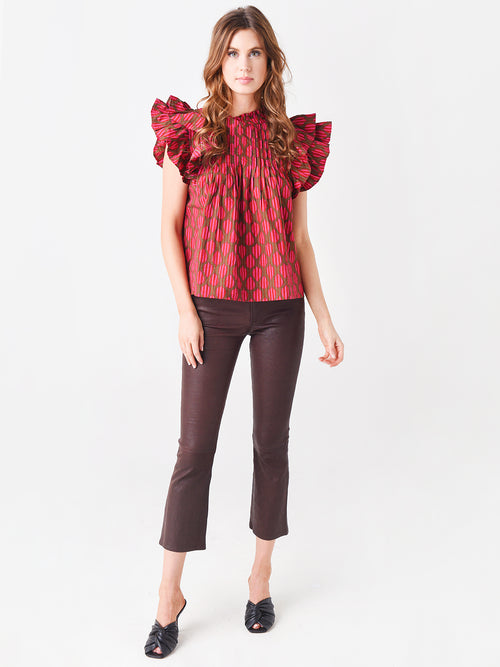 Oliphant Women's Pintuck Ruffle Blouse