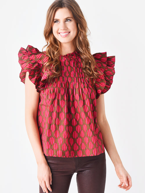Oliphant Women's Pintuck Ruffle Blouse