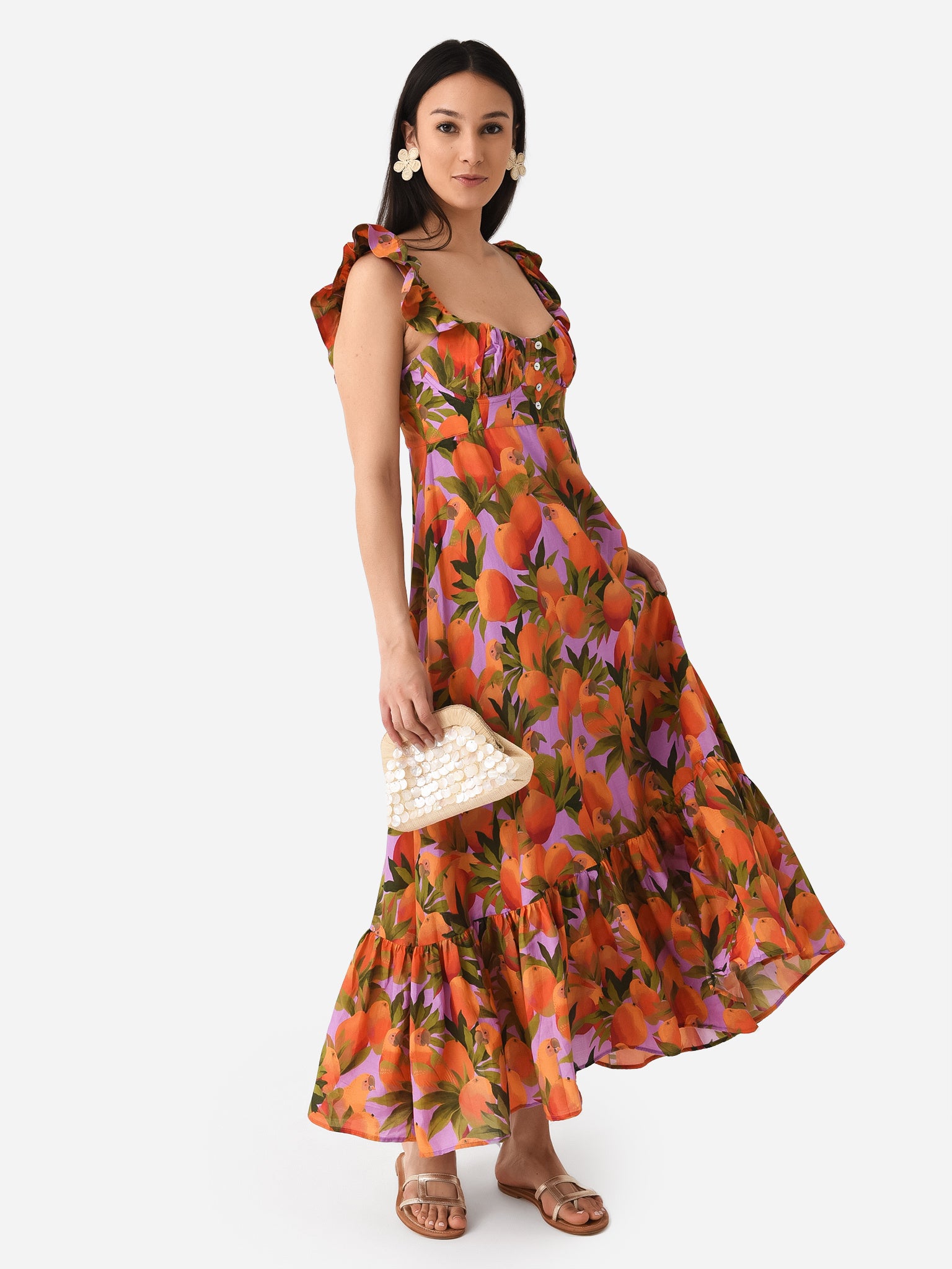 Farm Rio Women's Mango Macaws Maxi Dress