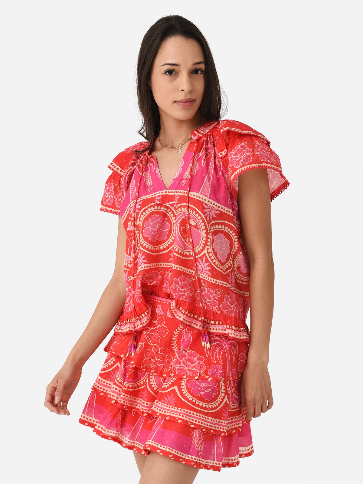 Farm Rio Women's Summer Sunrise Blouse - Saint Bernard