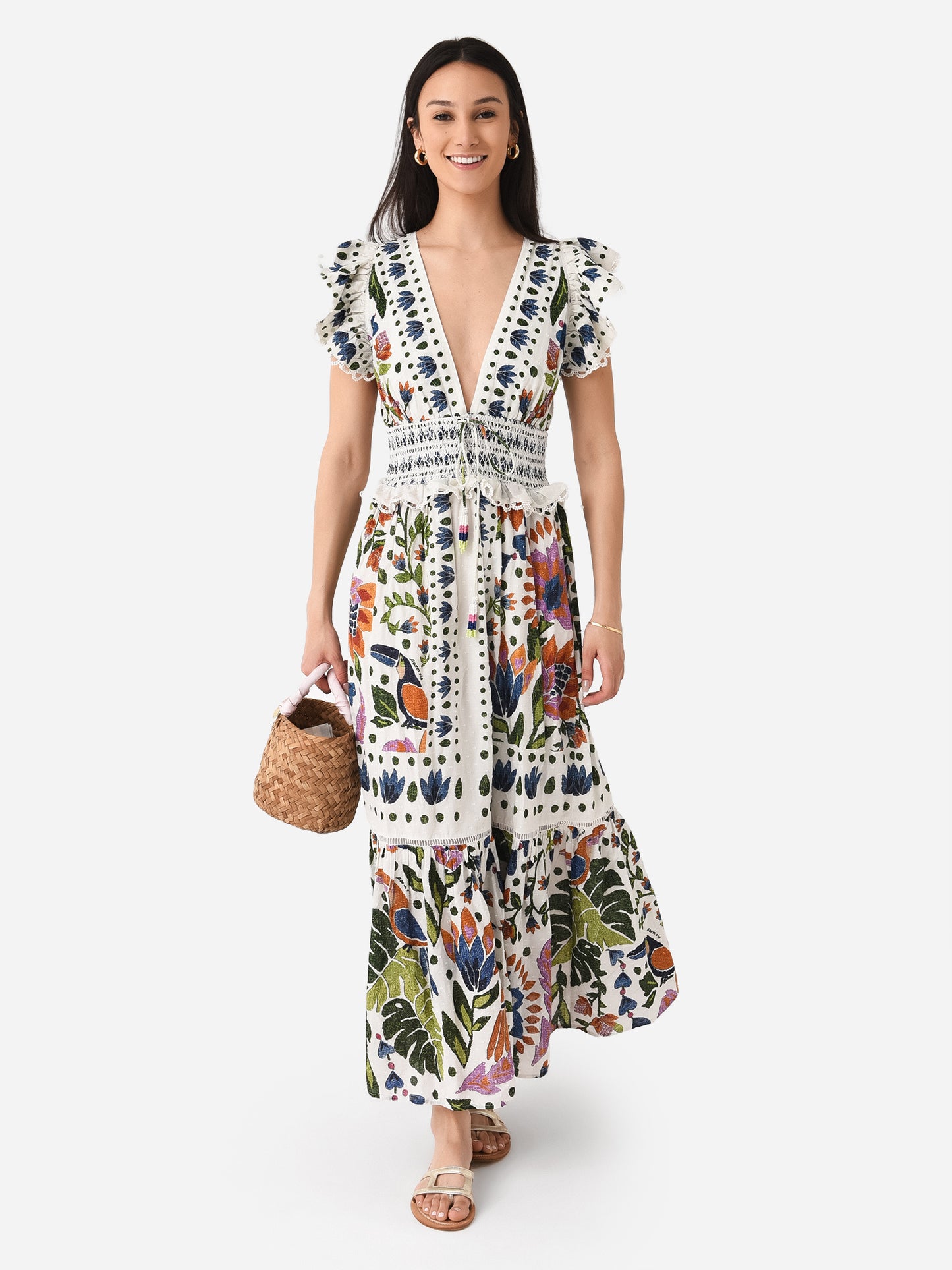 Farm Rio Women's Summer Garden Maxi Dress - Saint Bernard