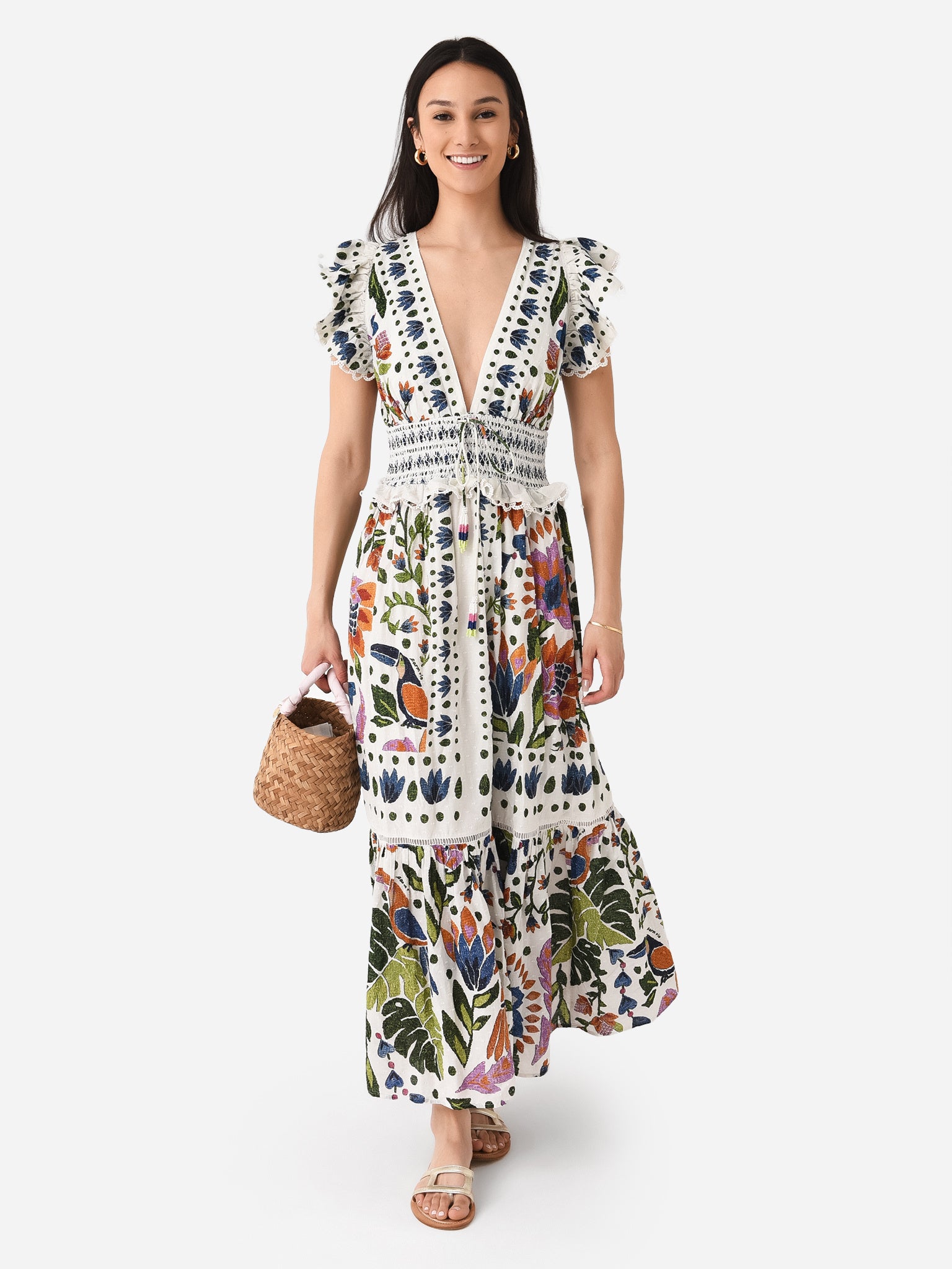 Farm Rio Women's Summer Garden Maxi Dress - Saint Bernard