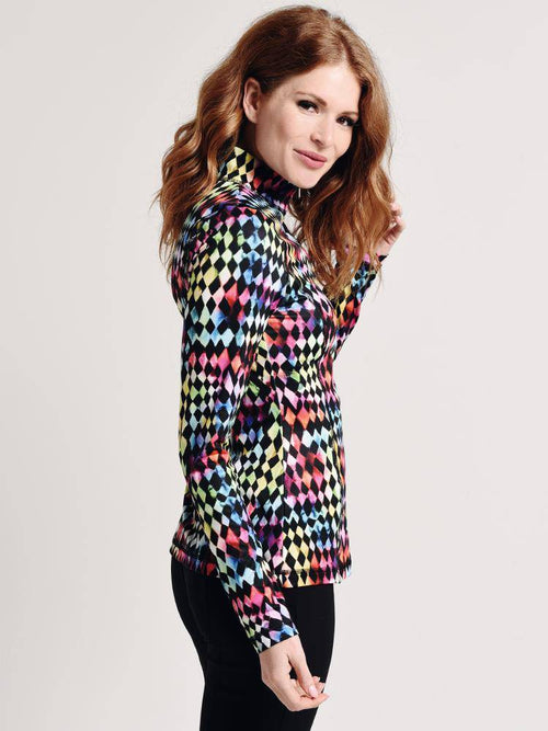Sno Skins Micro Fiber Print Zip Neck