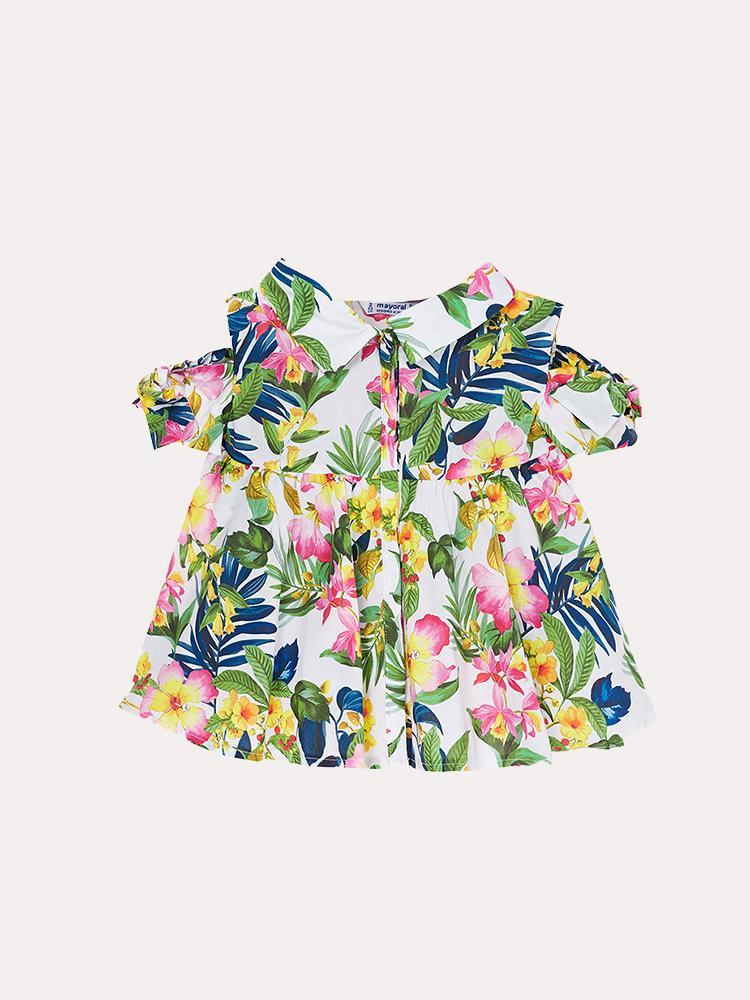 Mayoral Girls' Patterned Off-The-Shoulder Blouse - Saint Bernard