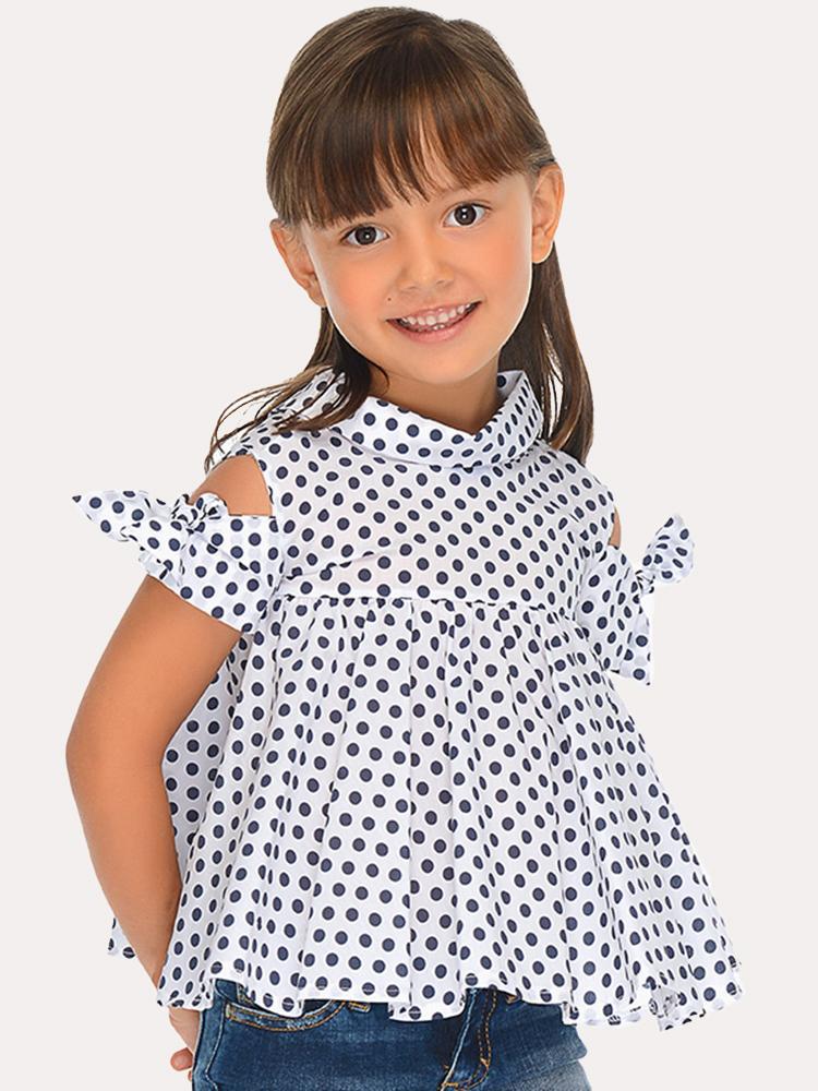 Mayoral Girls' Patterned Off-The-Shoulder Blouse - Saint Bernard
