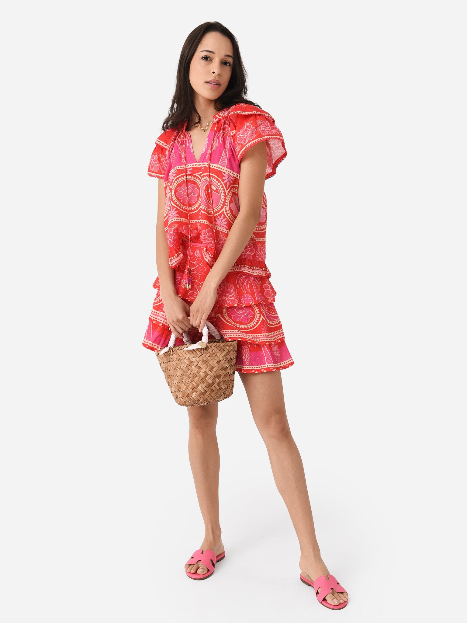 farm rio summer sunrise mini dress Yellow Sunrise Cup Mini Dress FARM Rio