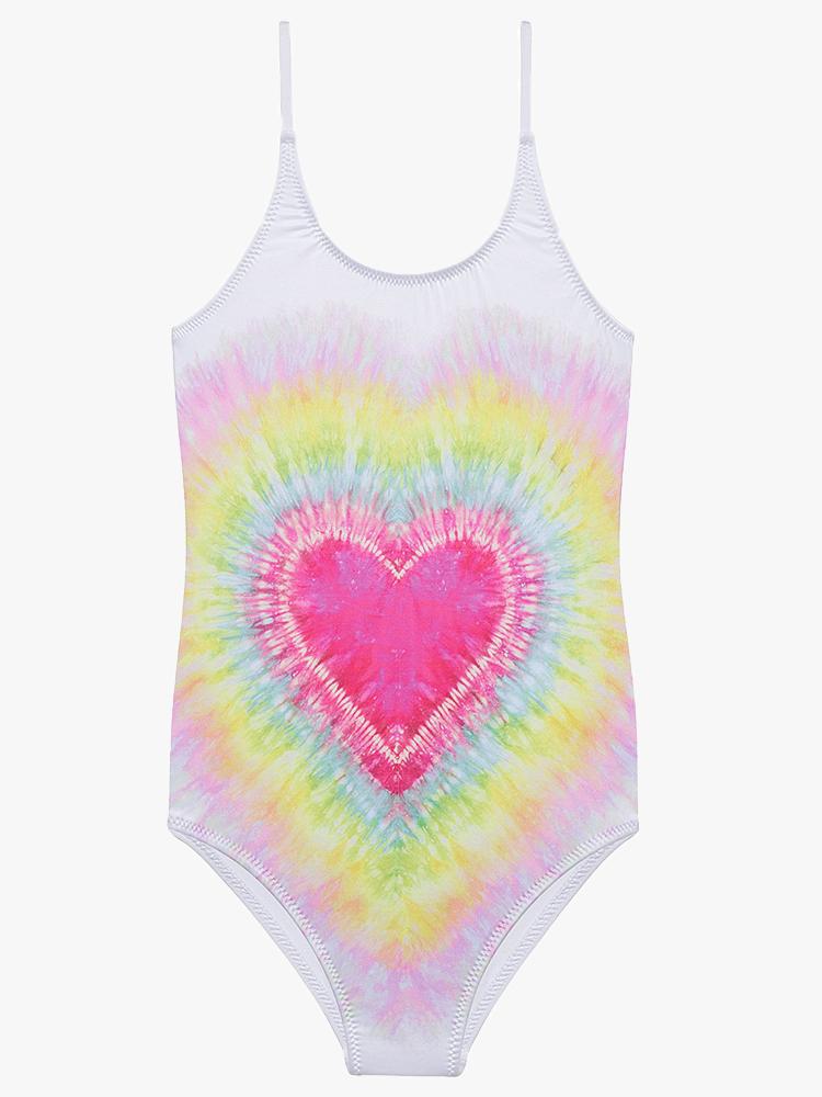 Stella Cove Little Girls’ Tie Dye Heart Print One Piece Swimsuit - Saint Bernard