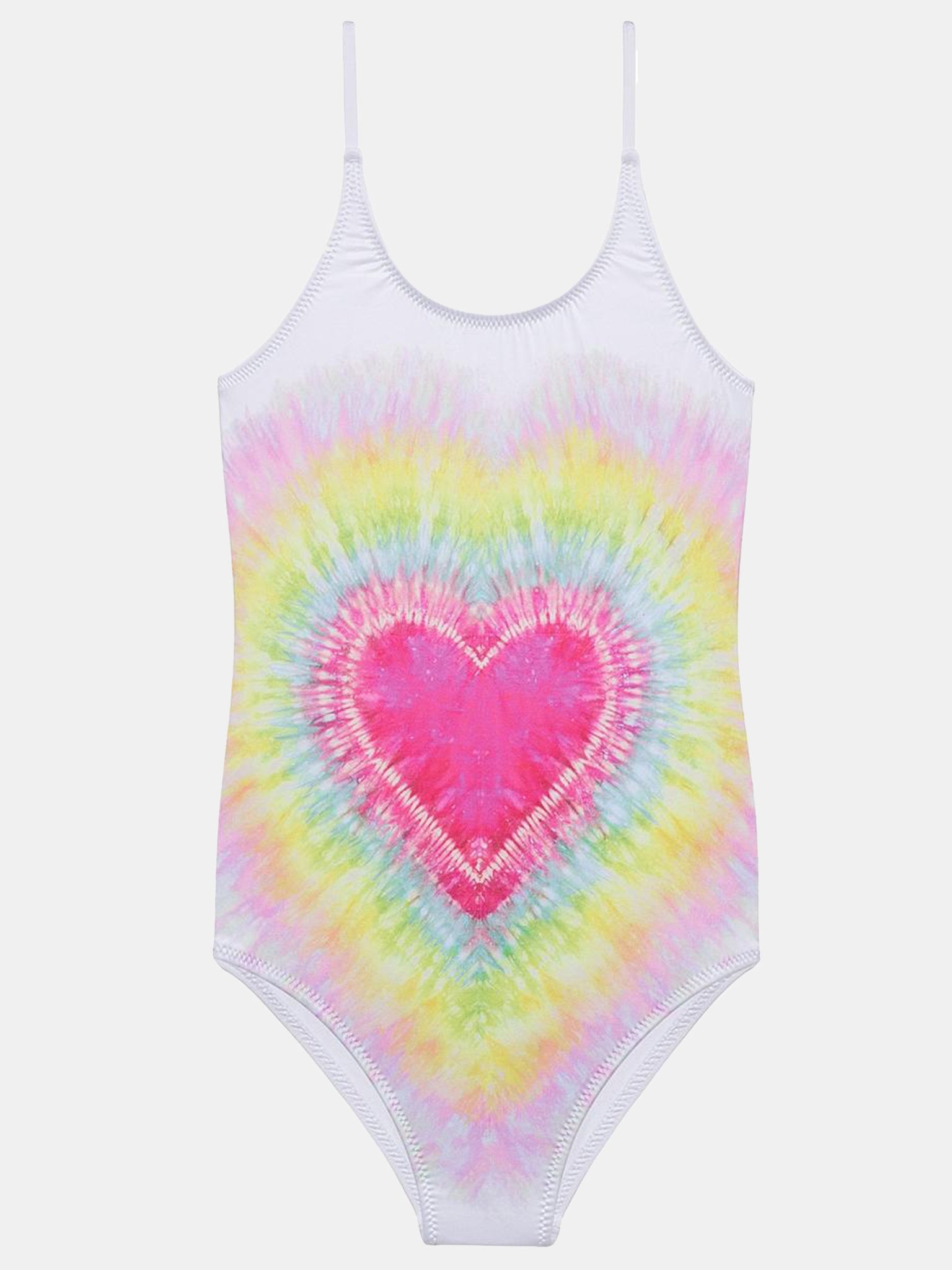 Stella Cove Girls' I Heart You Tie Dye Swimsuit - Saint Bernard