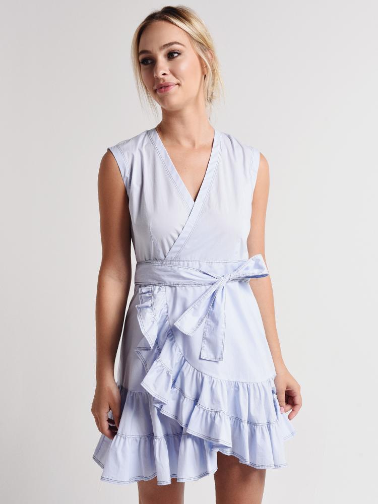 Rebecca Taylor Sleeveless Poplin Wrap Dress - Saint Bernard