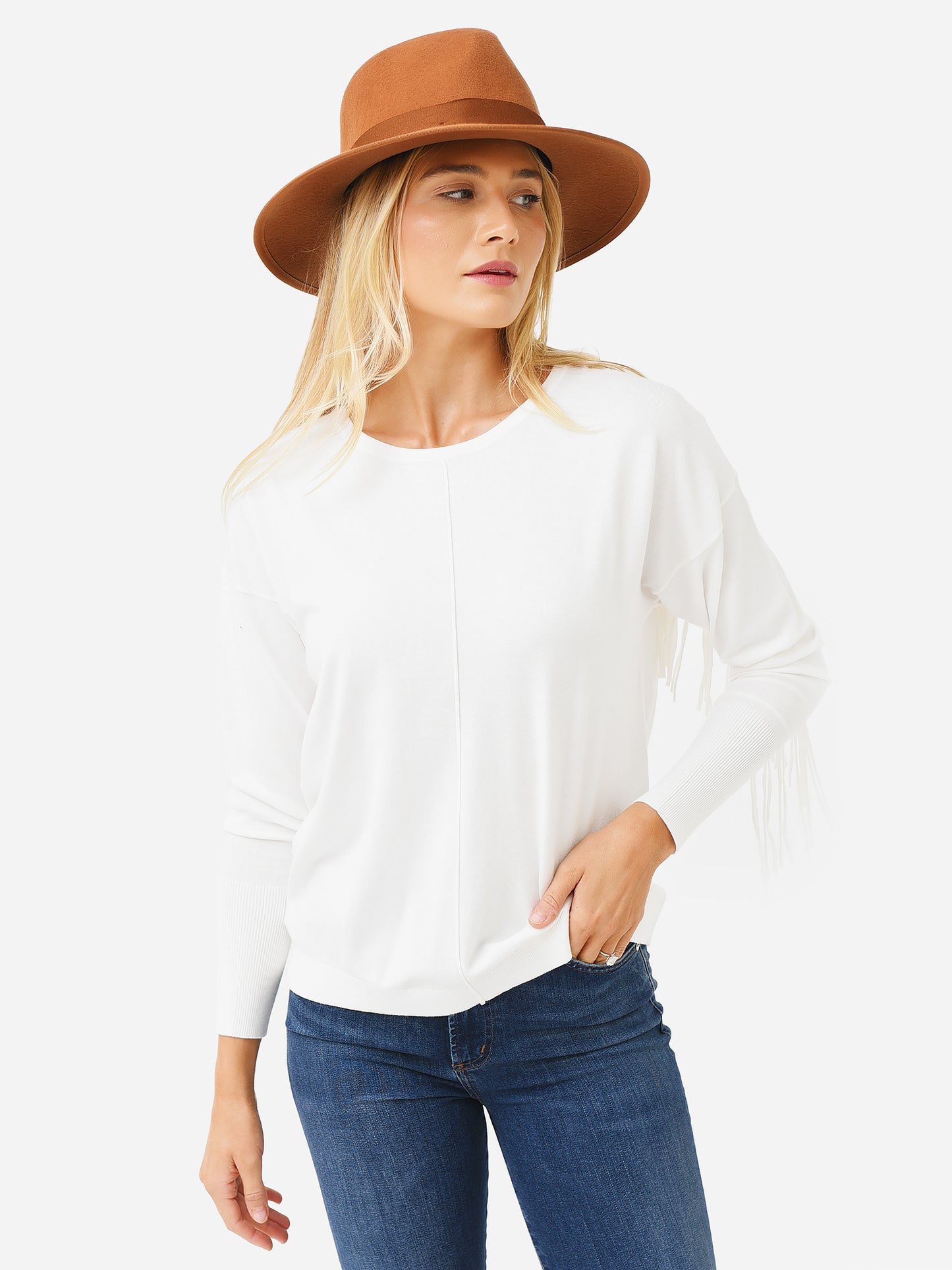 J Society Women's Fringe Sweater - Saint Bernard