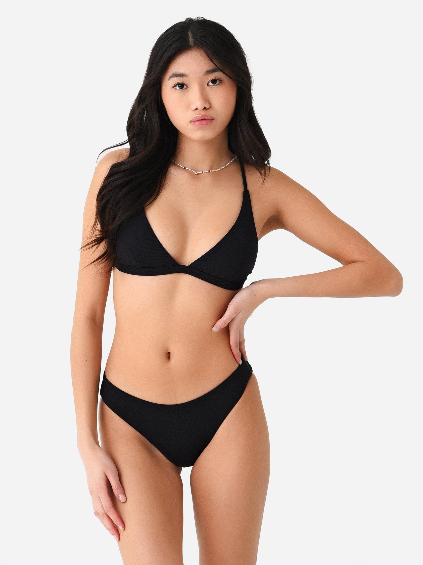 Maaji Women's Jade Black Ivy Fixed Triangle Bikini Top