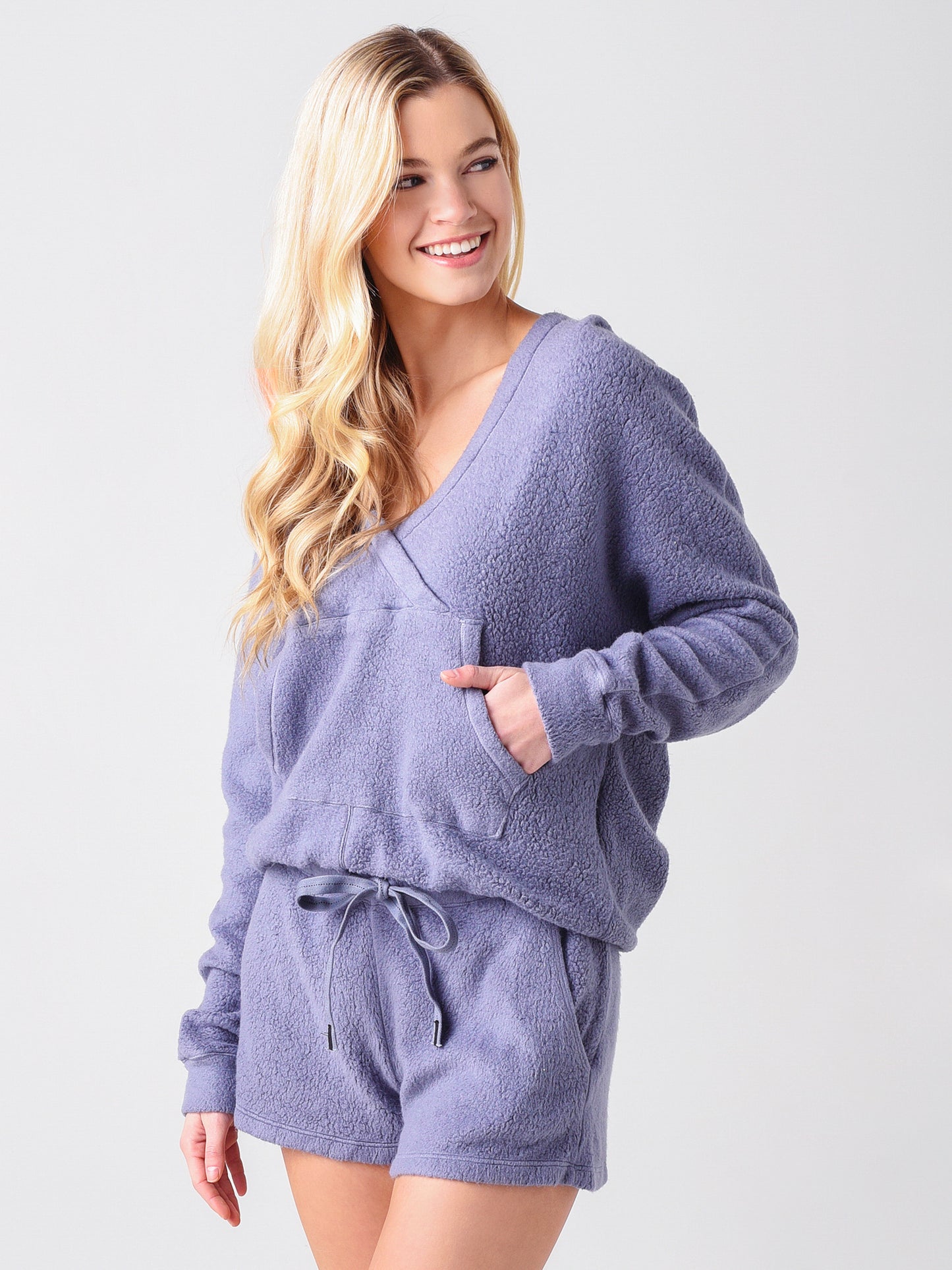 Stateside Women's Sherpa Front Overlap Hoodie - Saint Bernard