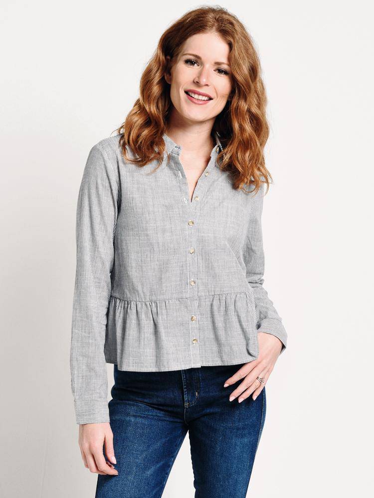 Mo:Vint Button Down Peplum Top - Saint Bernard
