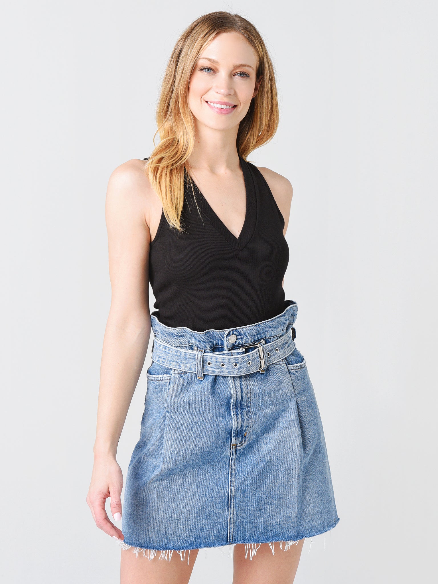 Stateside Women's Mini Rib V-Neck Tank - Saint Bernard