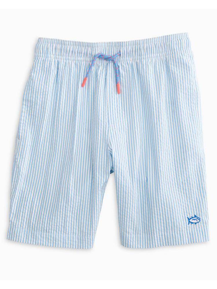 Southern Tide Boys' Seersucker Swim Trunk - Saint Bernard