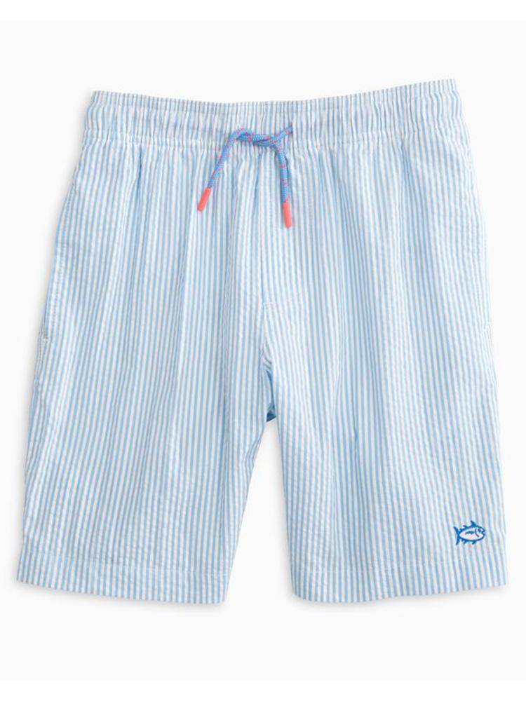 Southern Tide Boys' Seersucker Swim Trunk - Saint Bernard