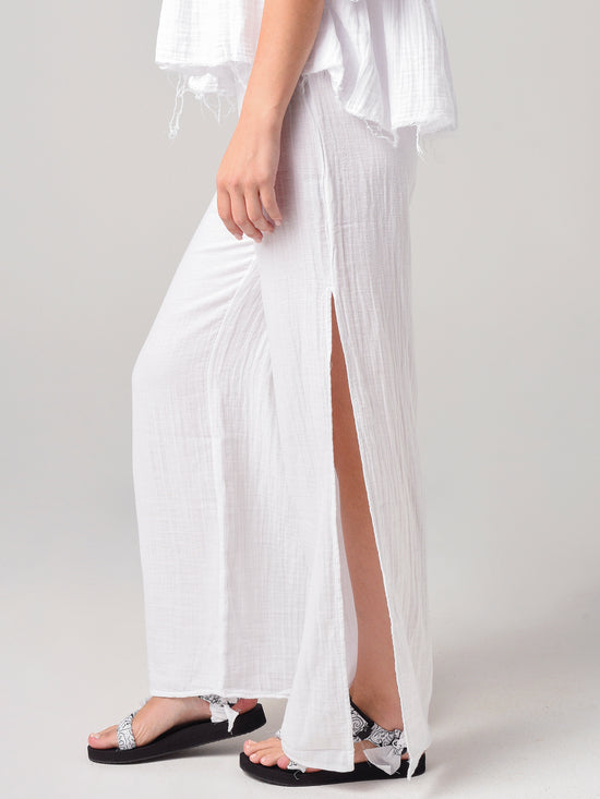 Eva Silk Side Slit Pant - Navy main image 1
