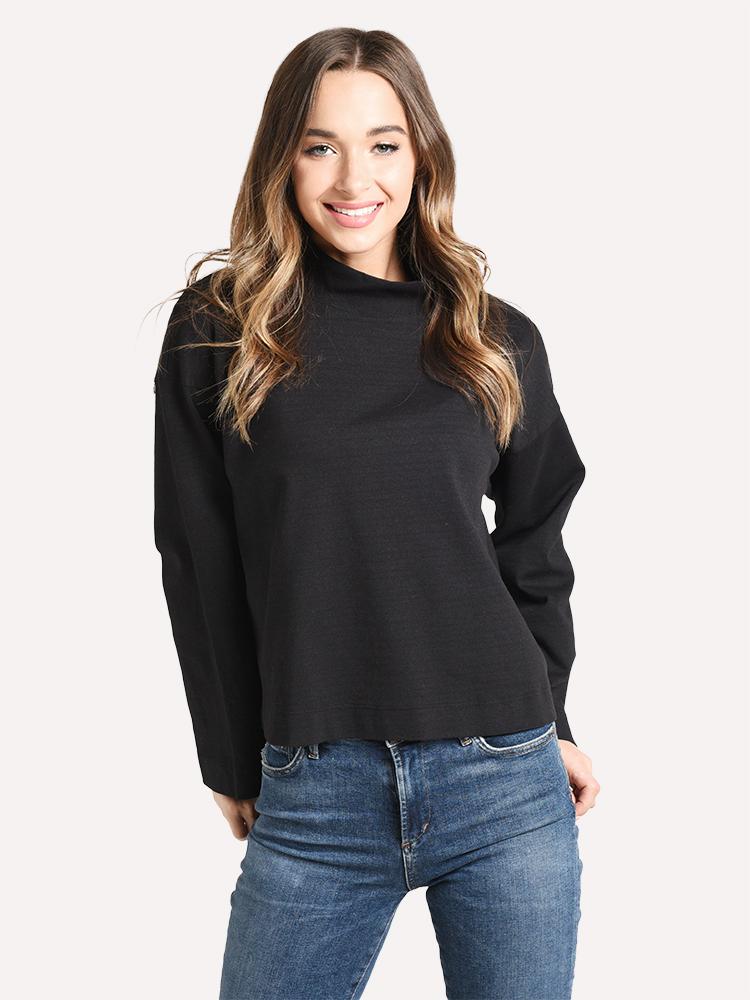 Stateside Women's Ponte Mock Neck Long Sleeve Top - Saint Bernard